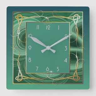 Horloge Carrée Art déco vert