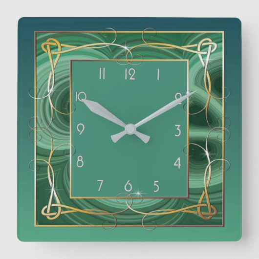 Horloge Carrée Art déco vert (Recto)