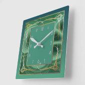Horloge Carrée Art déco vert (Angle)
