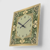 Horloge Carrée Art Déco Vert (Angle)
