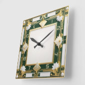 Horloge Carrée Art déco vert (Angle)