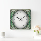 Horloge Carrée Art Déco Vert (Maison)