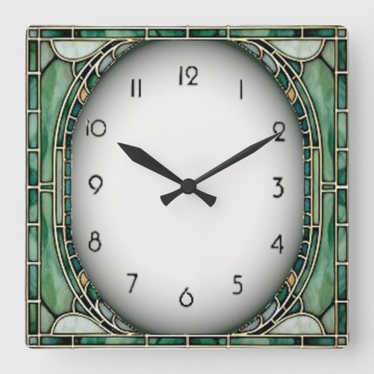 Horloge Carrée Art Déco Vert (Recto)