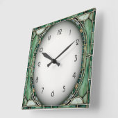 Horloge Carrée Art Déco Vert (Angle)