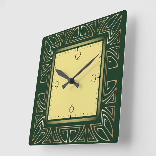Horloge Carrée Art déco vert (Angle)