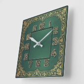 Horloge Carrée Art Déco Vert (Angle)