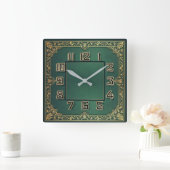 Horloge Carrée Art Déco Vert (Maison)