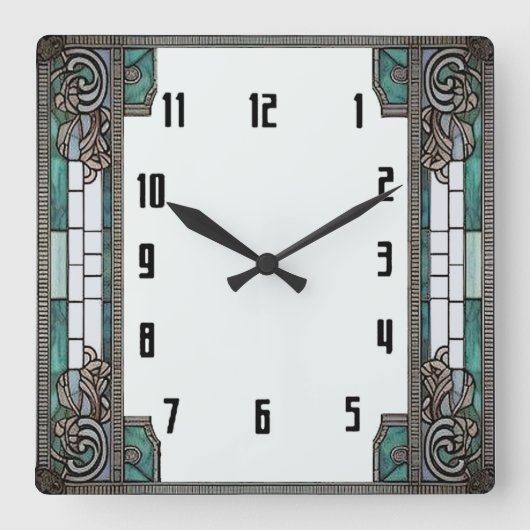 Horloge Carrée Art Déco Vert (Recto)