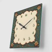 Horloge Carrée Art Déco Vert (Angle)