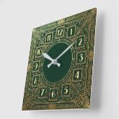 Horloge Carrée Art Déco Vert (Angle)