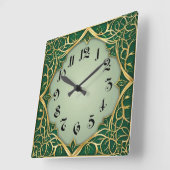 Horloge Carrée Art Déco Vert (Angle)