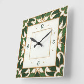 Horloge Carrée Art Déco Vert (Angle)