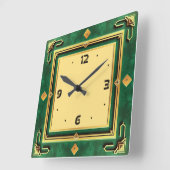 Horloge Carrée Art Déco Vert (Angle)