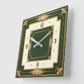 Horloge Carrée Art Déco Vert (Angle)