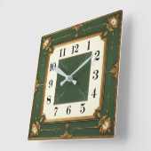 Horloge Carrée Art Déco Vert (Angle)