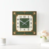 Horloge Carrée Art Déco Vert (Maison)