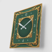 Horloge Carrée Art déco vert (Angle)