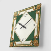 Horloge Carrée Art Déco Vert (Angle)