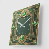 Horloge Carrée Art déco vert (Angle)