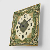 Horloge Carrée Art Déco Vert (Angle)