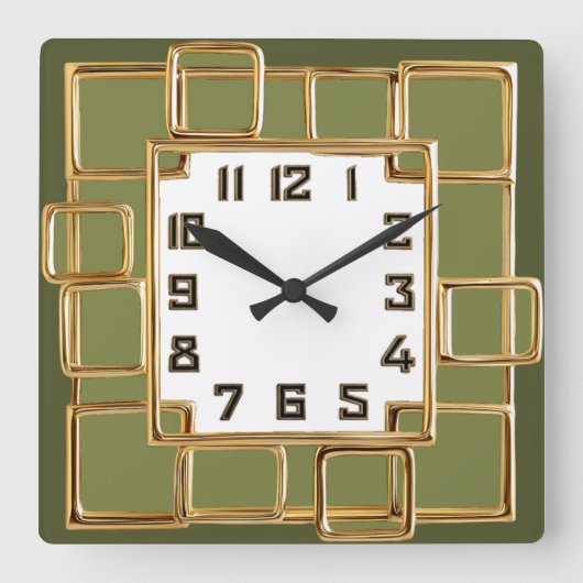 Horloge Carrée Art Déco Vert (Recto)