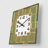 Horloge Carrée Art Déco Vert (Angle)