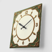 Horloge Carrée Art Déco vert (Angle)
