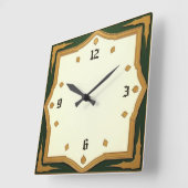 Horloge Carrée Art Déco Vert (Angle)