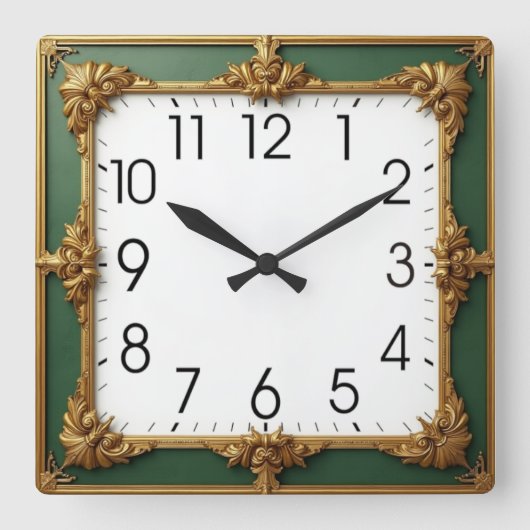 Horloge Carrée Art Déco vert (Recto)