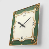 Horloge Carrée Art Déco Vert (Angle)