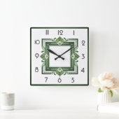 Horloge Carrée Art déco vert (Maison)