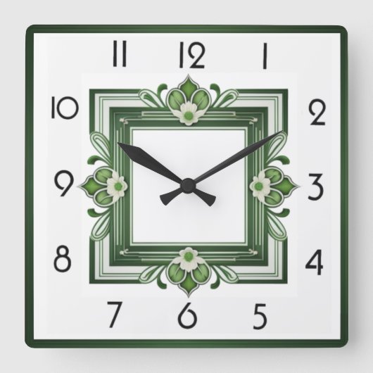 Horloge Carrée Art déco vert (Recto)