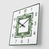 Horloge Carrée Art déco vert (Angle)