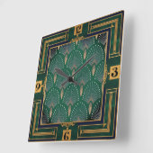 Horloge Carrée Art Déco Vert (Angle)