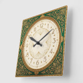 Horloge Carrée Art Déco Vert (Angle)
