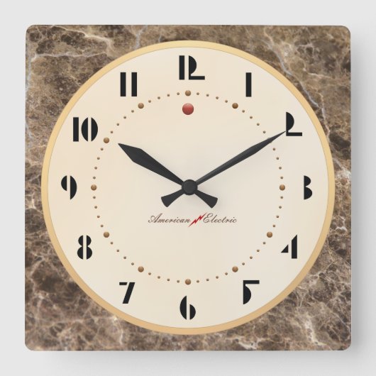 Horloge Carrée Art Déco Wall Clock (Recto)