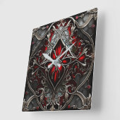 Horloge Carrée Art du rubis métallique (Angle)