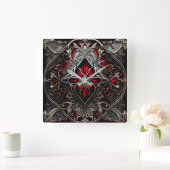 Horloge Carrée Art du rubis métallique (Maison)