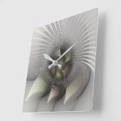 Horloge Carrée Art fractal forme 3D abstraite moderne (Angle)