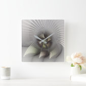 Horloge Carrée Art fractal forme 3D abstraite moderne (Maison)