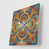 Horloge Carrée Art fractal vibrant (Angle)