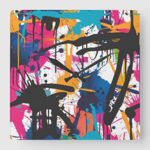 Horloge Carrée Art Graffiti