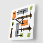 Horloge Carrée Art Moderne Cubiche Du Milieu Du Siècle (Angle)