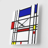 Horloge Carrée Art Moderne Mondrian (Angle)
