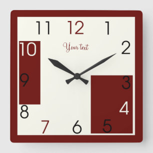 Horloge Carrée Art moderne rouge