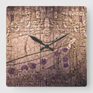 Horloge Carrée Art nouveau d'inspiration celtique