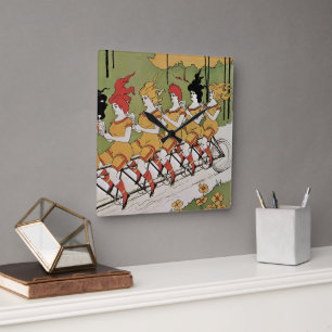 Horloge Carrée Art Nouveau vintage, Allongements Tandem Vélo