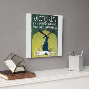Horloge Carrée Art Nouveau vintage, Victoria Fahrrad Werke, Rehm