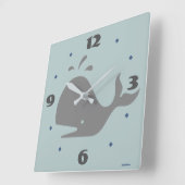 Horloge Carrée Art numérique de baleines grises (Angle)