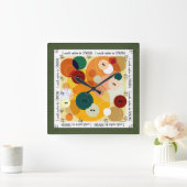 Horloge Carrée Art numérique de couture de boutons de cercles (Maison)